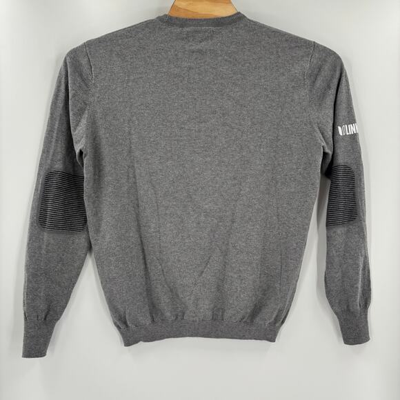 Linksoul Large Solid Gray Cotton Cashmere Blend Elbow Patch Pullover Sweater - Picture 7 of 7